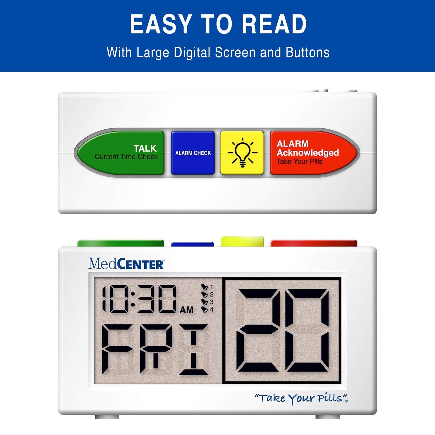 MedCenter Talking Alarm Clock with Adapter