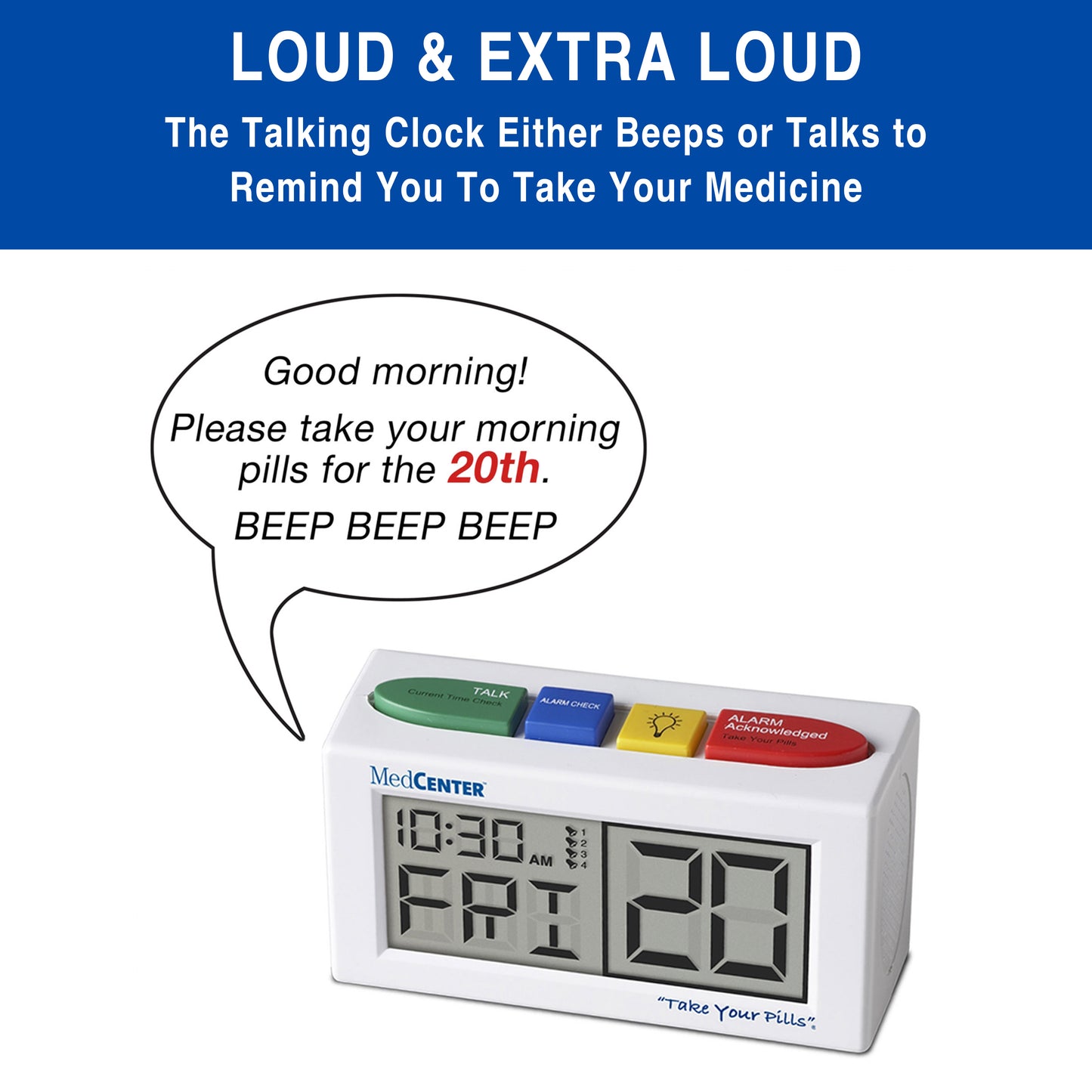 MedCenter Talking Alarm Clock