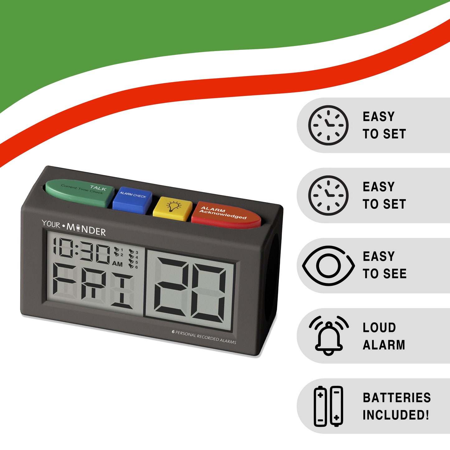 MedCenter Recording Alarm Clock with Adapter